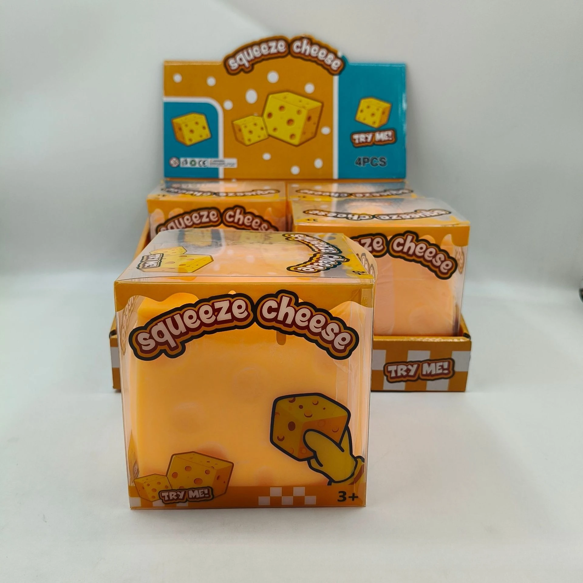 4PCS Boxed Fast Rising Squishy 11CM Large Square Cheese Creative Realistic Stress Relief Fidget Squeeze Decompression Toy