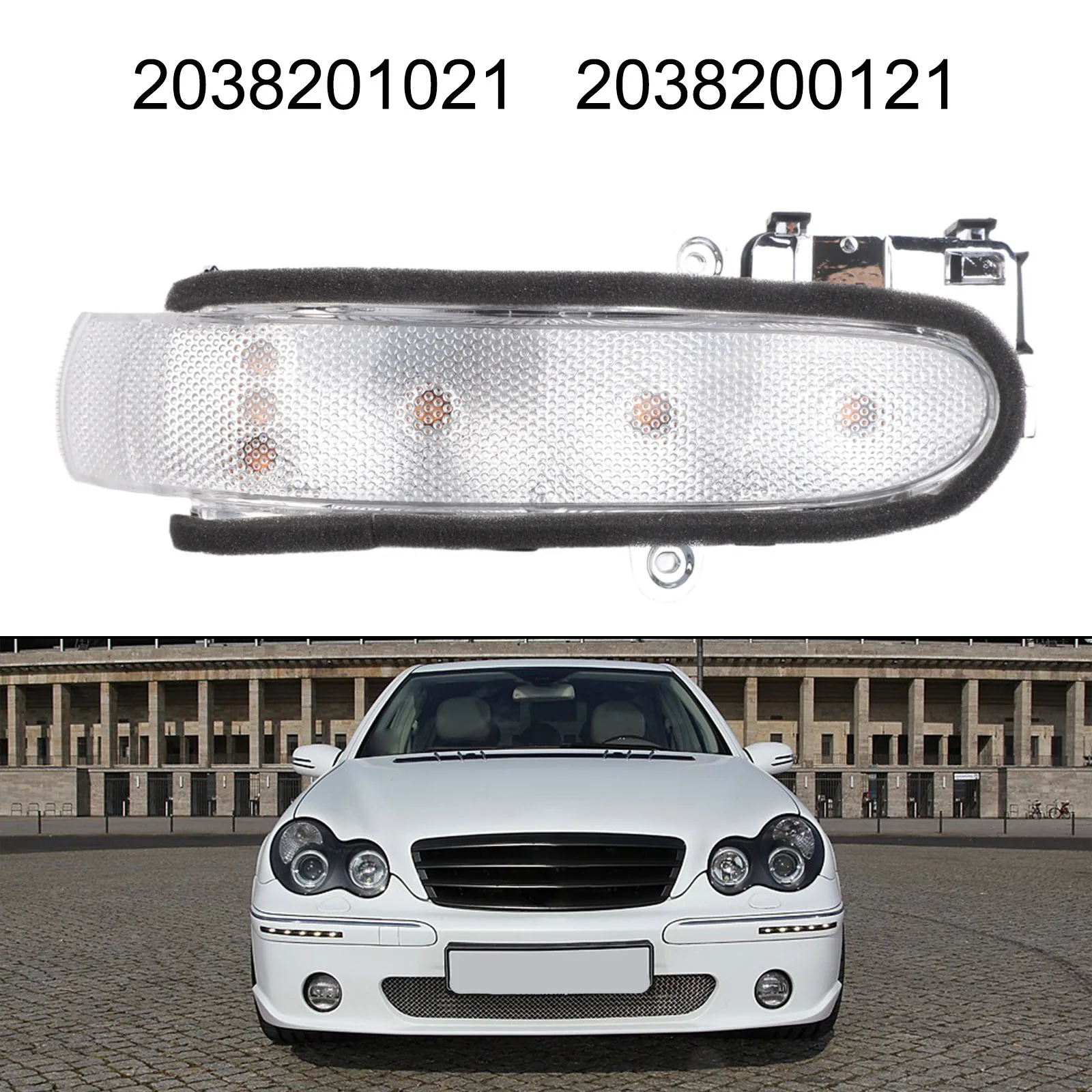Mirror Replacement White W203 Mirror Light Rearview Lamp Enhanced Visibility Feature Standard Voltage Compatibility