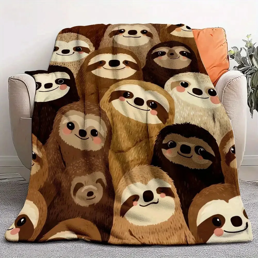 Cute Cartoon Sloth Flannel Blanket Ultra Soft Cozy Animal Throw Blanket for Bed Sofa Couch All Season Use