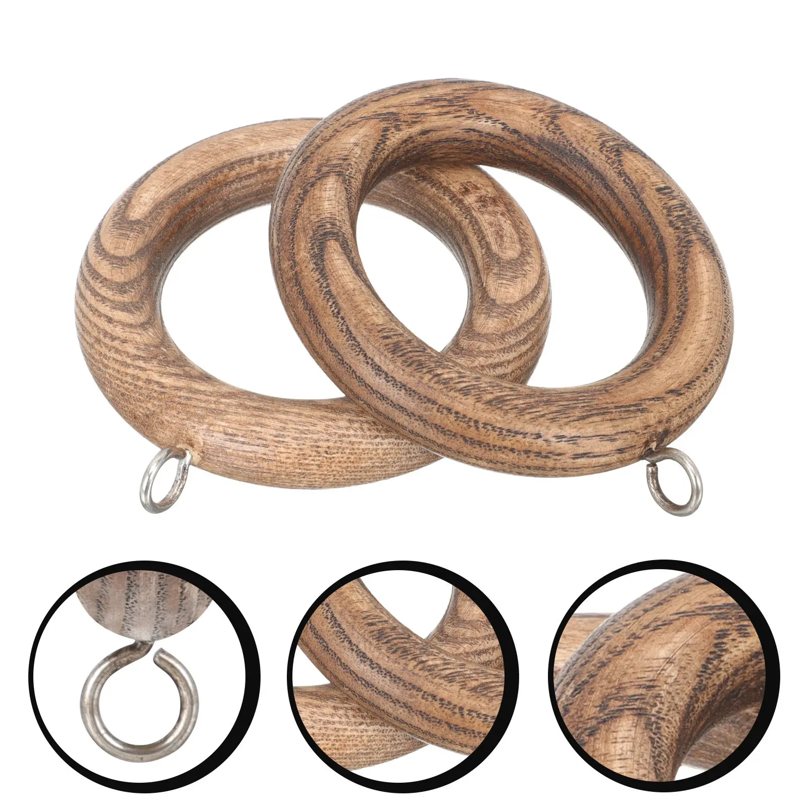 2Pcs Wooden Curtain Hanging Rings for Heavy Lightweight Curtains No Burrs Safe Easy Install Farmhouse Contemporary Roman Rod