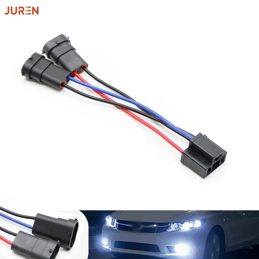 1pcs H11 H8 H9 2 males to H4 female Headlight Bulb Conversion  Plug n Play Adapter fog light Sockets