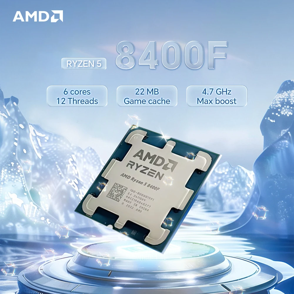 New AMD Ryzen 5 8400F 6-Core 12-Thread R5 8400F 4.7GHz 4NM DDR5 Socket AM5 TDP 65 CPU 100-000001591 but without fan For Desktop