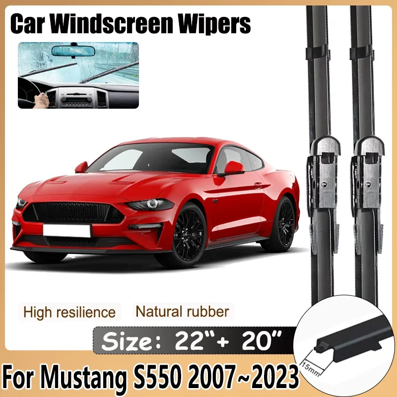 

For Ford Mustang S197 S550 2007~2022 2023 EcoBoost Export GT Front Wiper Blades Window Windshield Brushes Washer Car Accessories
