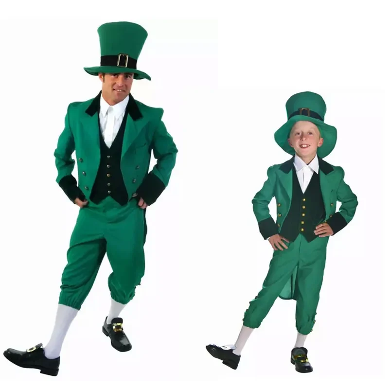 Traje de dia de paddys de St Patrick masculino, festival tradicional infantil, vestido extravagante