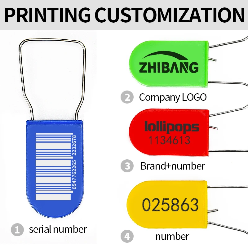 Tamper Proof Safety Tag, Plastic Padlock, Security Seal with Metal Wire Numbering,  100PCS