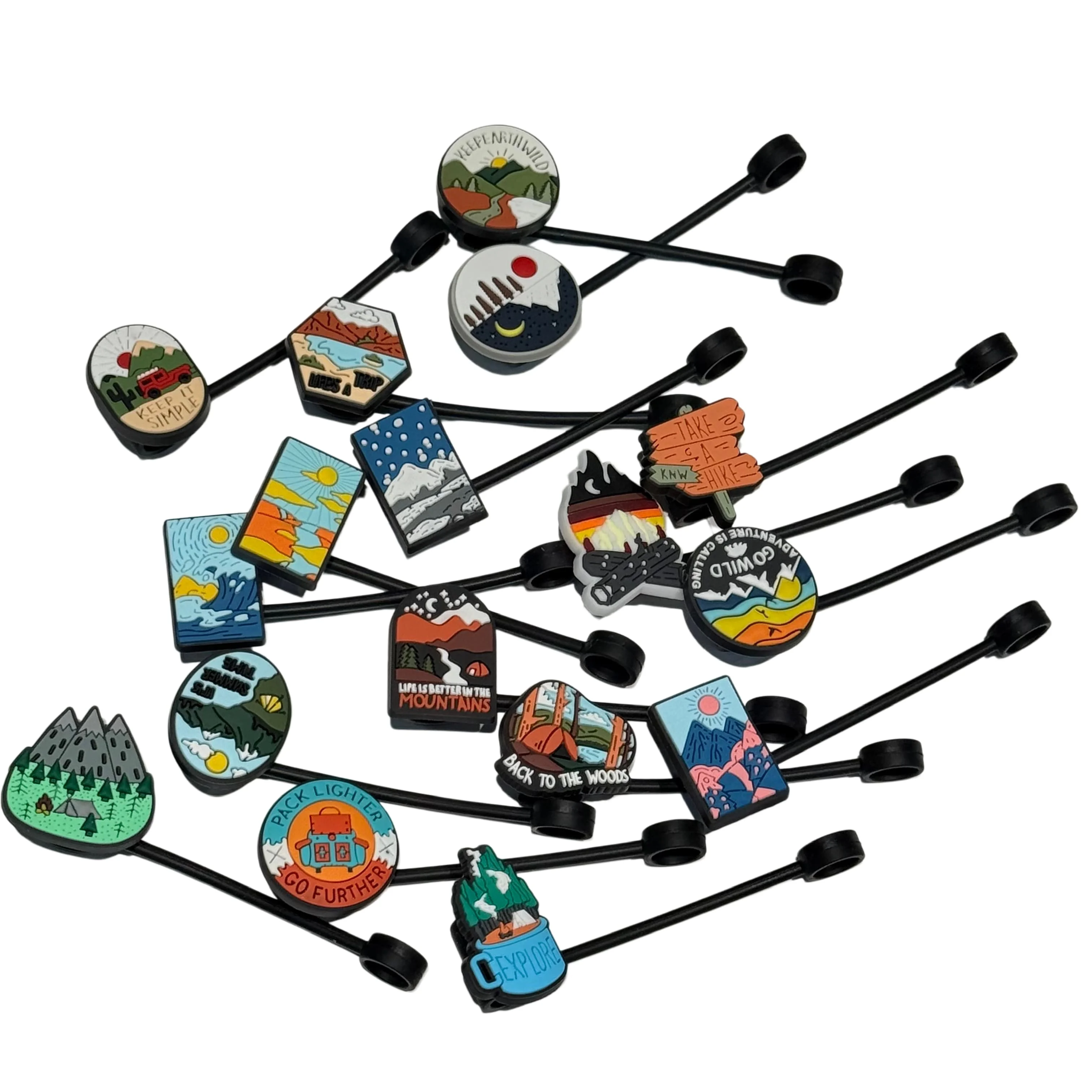 1-17PCS Outdoor Nature Park Hiking Camping Style Silicone 10mm Straw Cap Cover 30&40 Oz Tumble Dust-Proof Reusableaw Sleeve