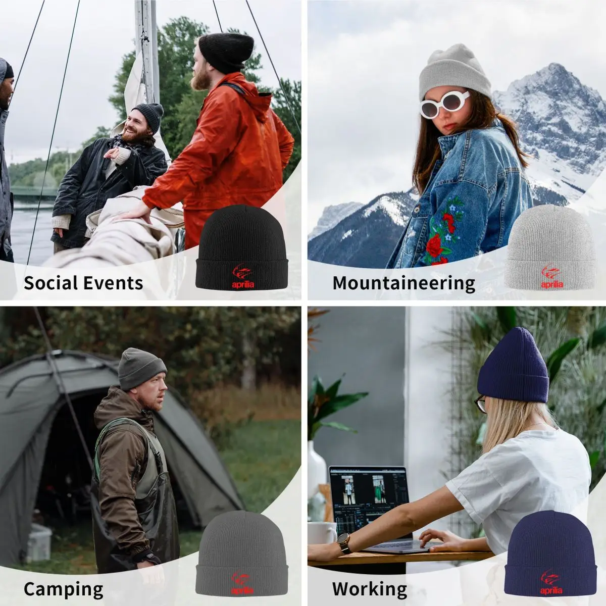 Dames Heren Rib Gebreide Muts Met Manchet Rode Leeuw Motor Aprilia Accessoires Warm Winter Schedel Gebreide Muts Muts