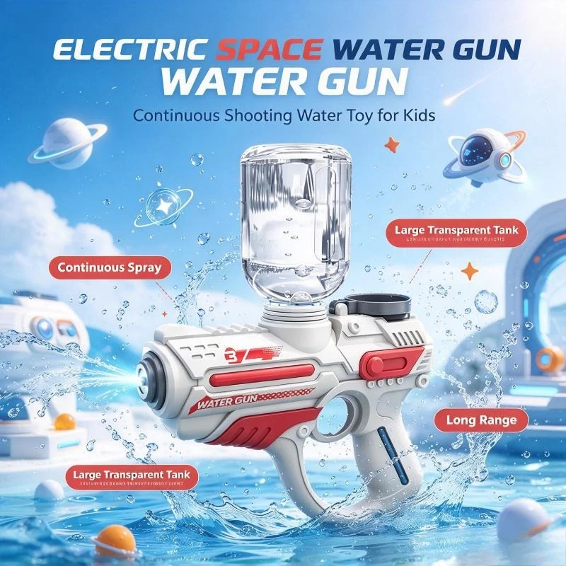 NEW Electric Space Water Gun Toy for Kids, Continuous Shooting Large Capacity Long Range Boys Water Battle Toy
