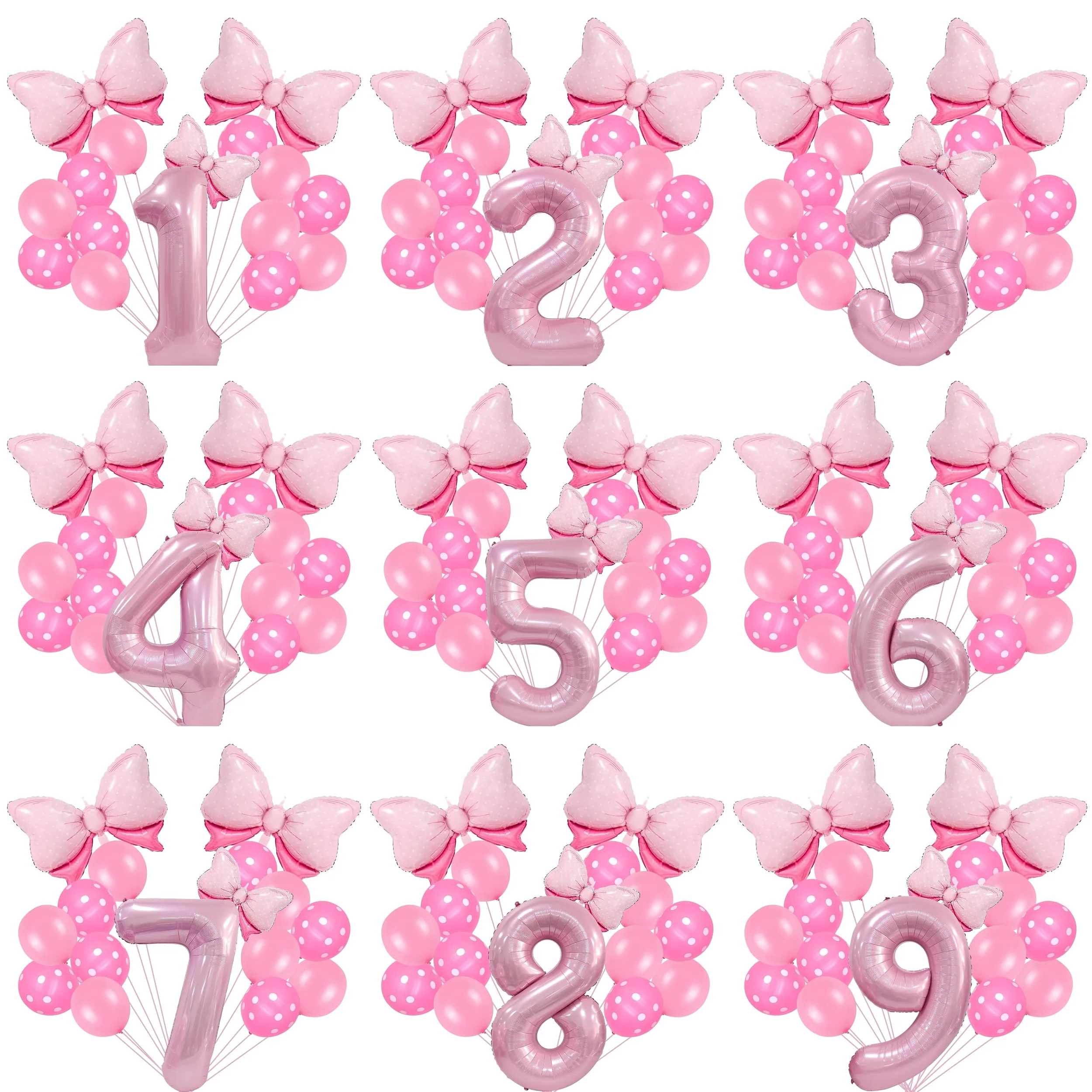 16 pièces 40 pouces Macaron nacré rose chiffres feuille ballon ensemble Mini taille arc ballons pour garçons filles décoration de fête d'anniversaire