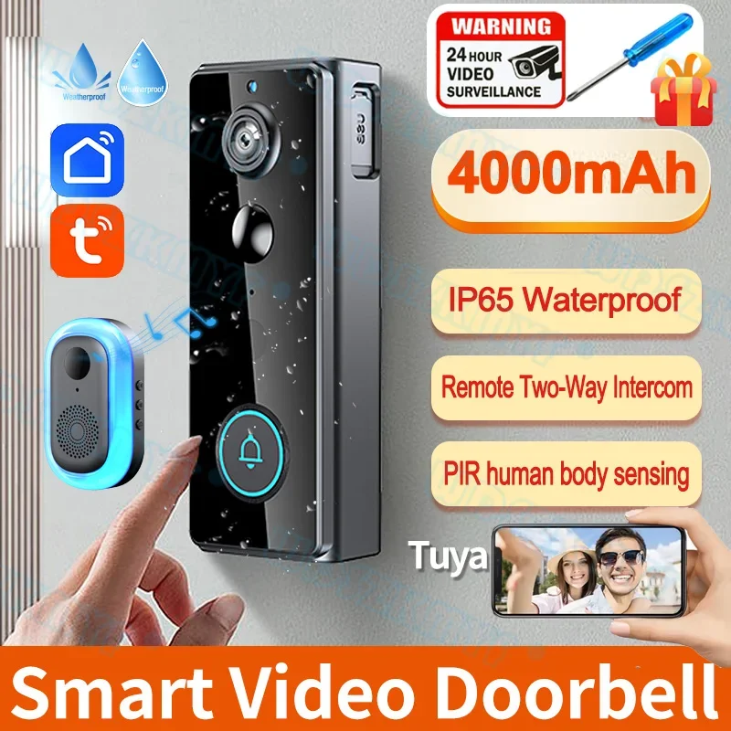 Tuya Doorbell With Camera 2.4G Wireless Video Doorbell WIFI Outdoor Phone Door Bell Camera Security Video Intercom IR Night