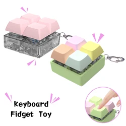 Teclado mecânico, Eixo Tester, Square Shape, DIY Keycaps, Relief Toy, Finger Calming, Stress, Fidget Keyborad, Botão Keychain, 4 Chaves