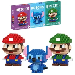 NEW Mini Super Mario Bros Figures Disney Stitch Building Blacks Cartoon Anime Pokemon Pikachu Assembled Bricks Toy Kids Gift