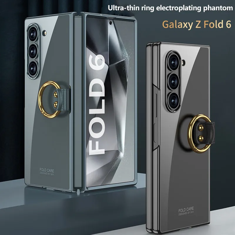 

Ультратонкий чехол для телефона Samsung Galaxy Z Fold 6 Z Fold6 5G гальванический кронштейн с кольцом Phantom универсальный чехол