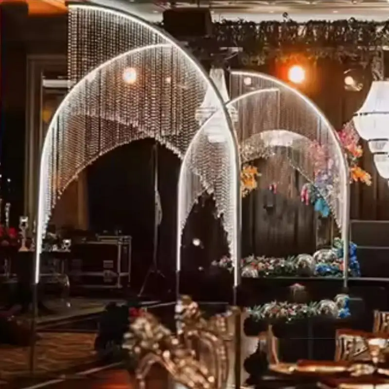 2 Stück Hochzeitssaal-Bühnen-Hängegestell, Hintergrund-Blumenständer für den Gang, Party-Requisiten, S-förmiger Kristall-Ornamentständer für den Außenbereich – Detail 5