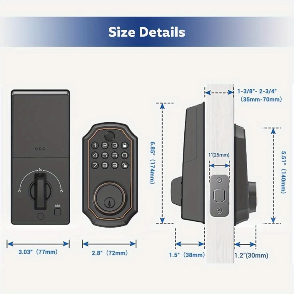 Keyless Entry Door Locks, Smart Auto Locks for Front Doors, Key Fobs and Remotes, Waterproof Mechanical Keypad