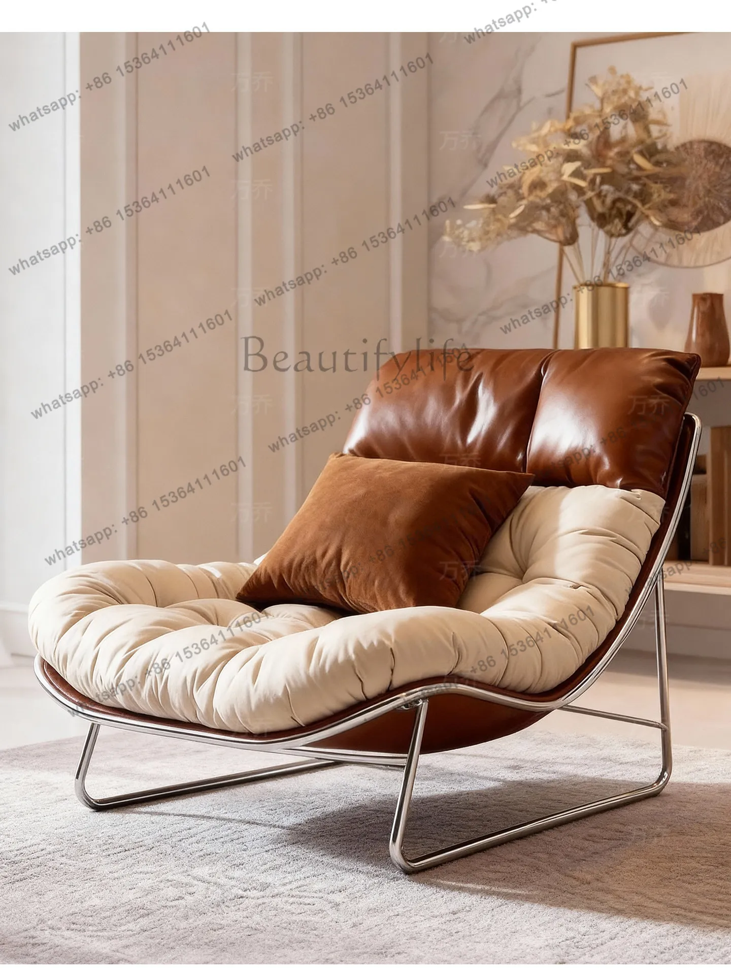

Italian minimalist fabric leisure chair light luxury modern home living room