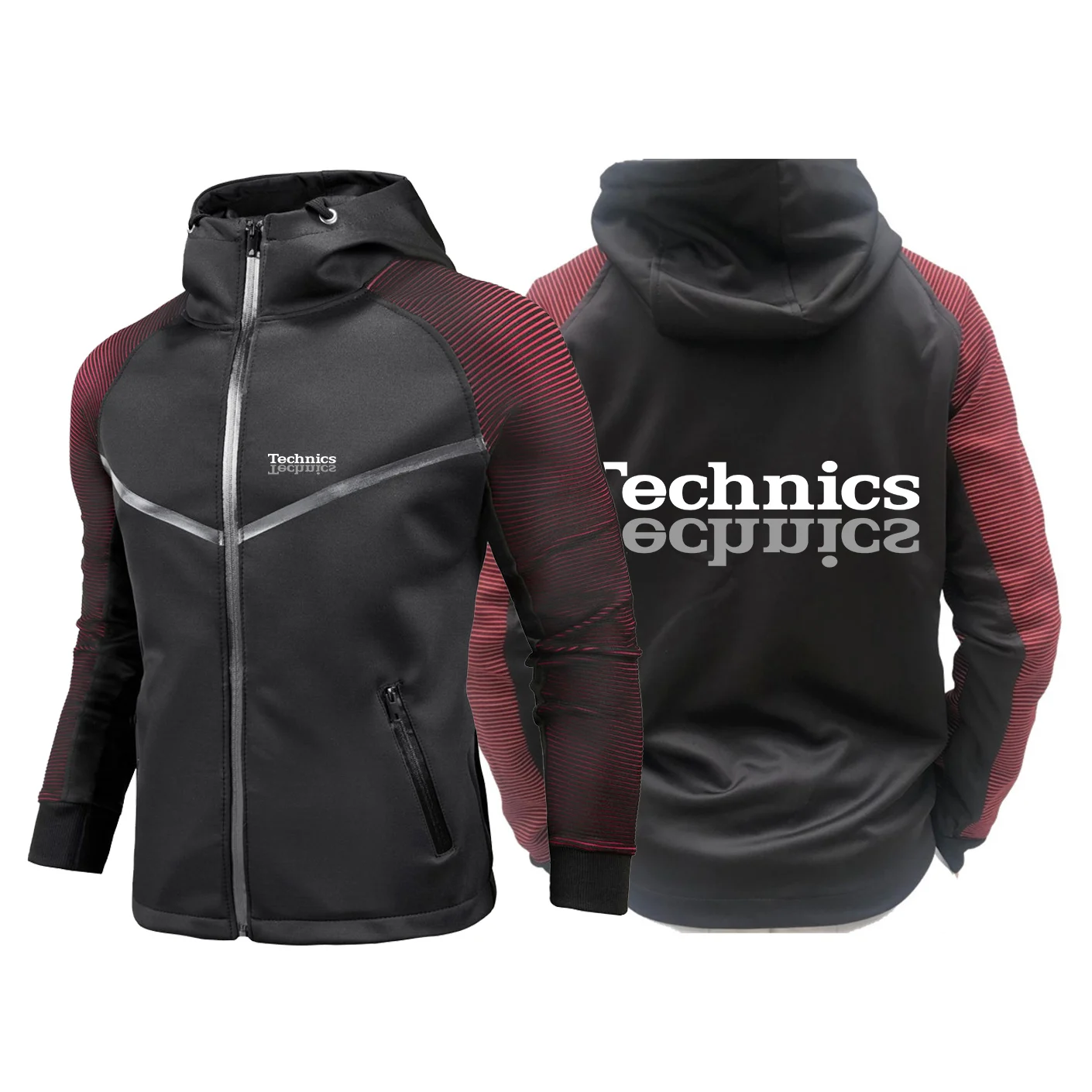 New Technics Men Dj 1200 Turntable Music Print Spliced Spring Autumn Zip Jackets Racing Suits Hoodies Sweatshirt Cotton Man Coat