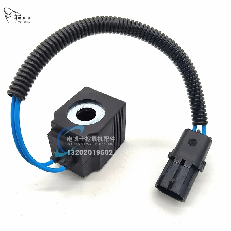 For Solenoid Coil 13*39MM Sany SY55 SY60 SY65 SY70 SY75C-8-9-10 Excavator Parts Hydraulic Pilot Safety Lock Solenoid