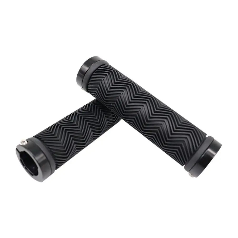 Anti Slip Bike Handlebar Grips Rubber Aluminum Double Lock-on Bike Handlebar Hand Grips Water Ripples Bicycle accessories