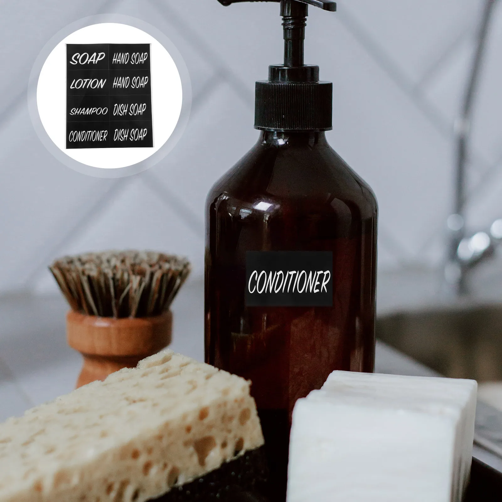 

3 Sheets Soap Dispenser Stickers Waterproof Bathroom Amenities Labels Easy Peel Stick Adhesive Hand Soap