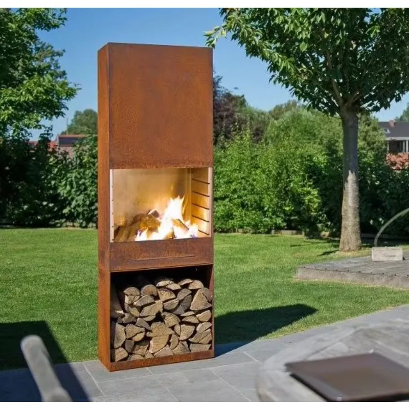 Outdoor backyard garden charcoal fired heater fireplace with stainless steel grill