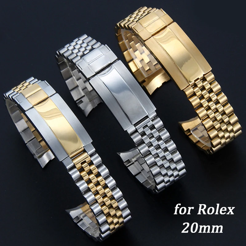 حزام من الفولاذ المقاوم للصدأ ذو نهاية منحنية 20 مم لليوبيل لسوار معصم رولكس سوار بديل عالمي عالي الجودة