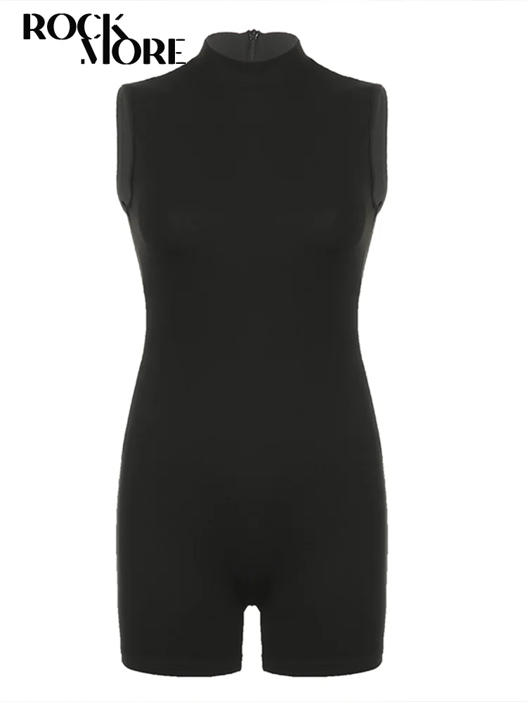 Rockmore Black Skinny Sleeveless Jumpsuits for Women Fashion Body-Shaping Romper One Piece Bodysuit Sexy Bodycon Playsuit Mujer image 5