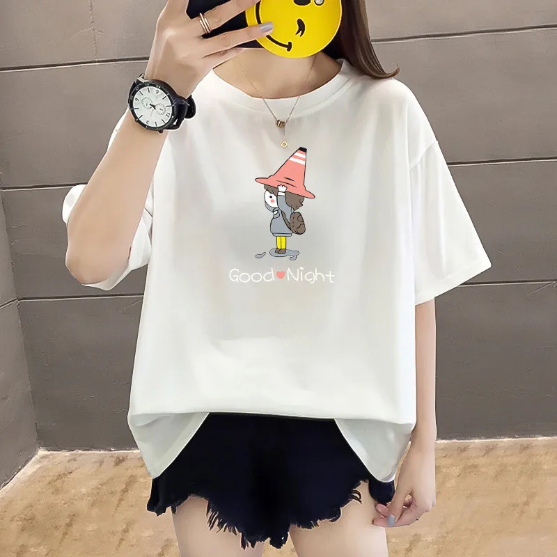 Uhytgf-女性用半袖ラウンドネックTシャツ,カジュアルトップ,アルファベットパターン,特大Tシャツ2023