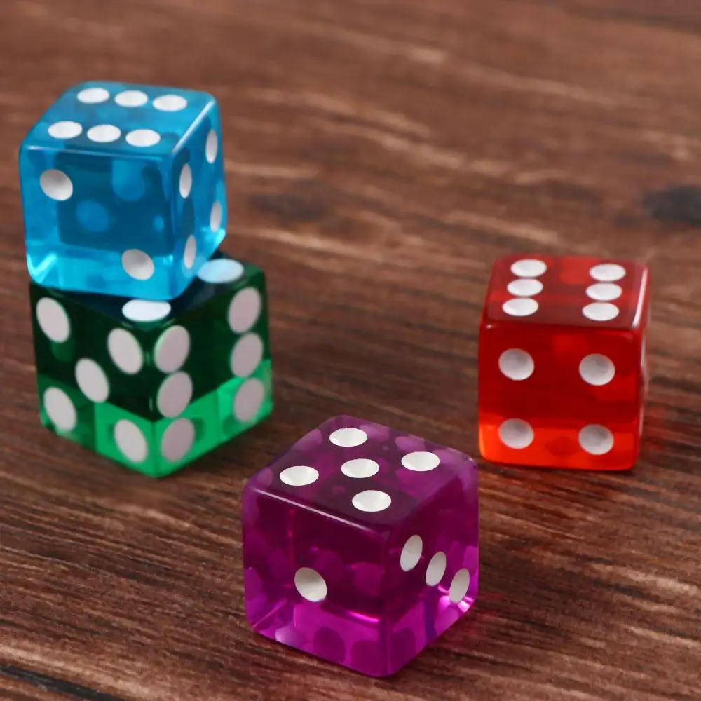 

Прочные игровые кубики D6 для крэпса, 19 мм, для настольных игр, 6-гранные прозрачные кубики с квадратными точками, кубики D6