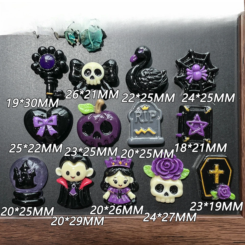 100pcs Cute Halloween Series Flatback Resin Cabochon DIY Refrigerator Phone Case Hairpin Keychain Earrings Scrapbook Accessories