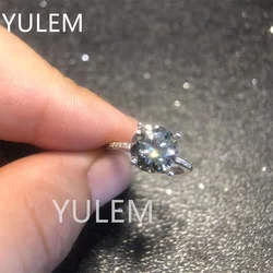 YULEM Really 3ct Gray Moissanite Female Ring Passed Diamond Test S925 Sterling Silver High Jewelry Wedding Party