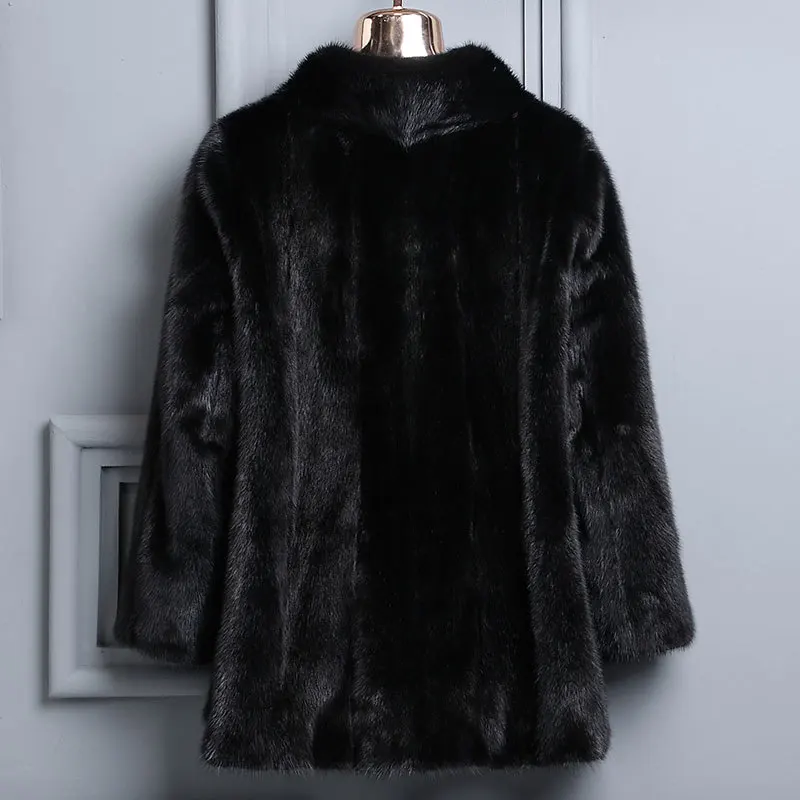 

new nine-point sleeve stand 2023 collar black female mink fur outerwear coats women's fashion jacket