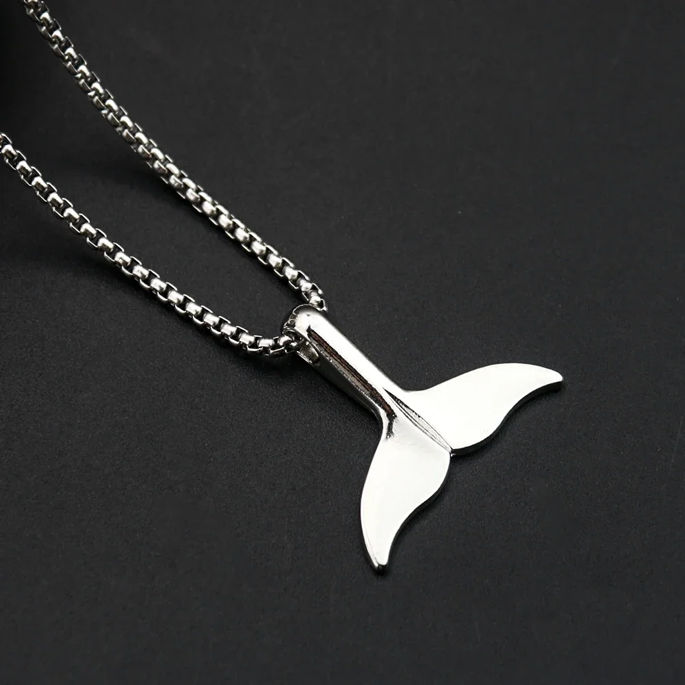 new 925 Metal Whale Tail Pendant Necklace Sweater Collarbone Chain Unisex Necklace for Lovers Statement Jewelry Party Gifts