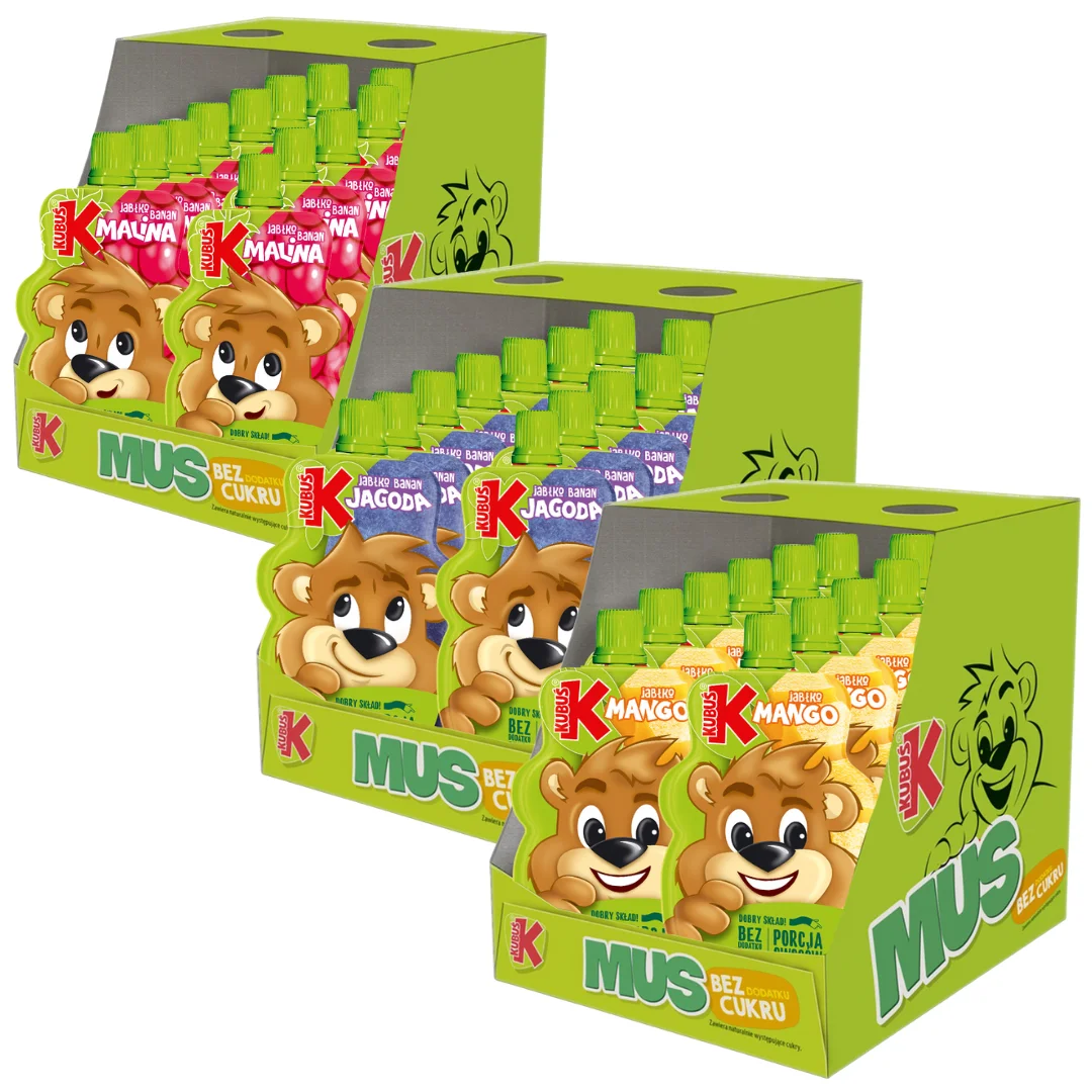 Kubuś Mus owocowy mix 3 smaków 100 g x 36 sztuk