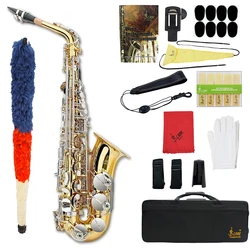 SLADE Alto Saxophone Eb Professional Woodwind Instrument Brass Gold Lacquer Eb E Flat Alto Sax With Case Parts & Accessories