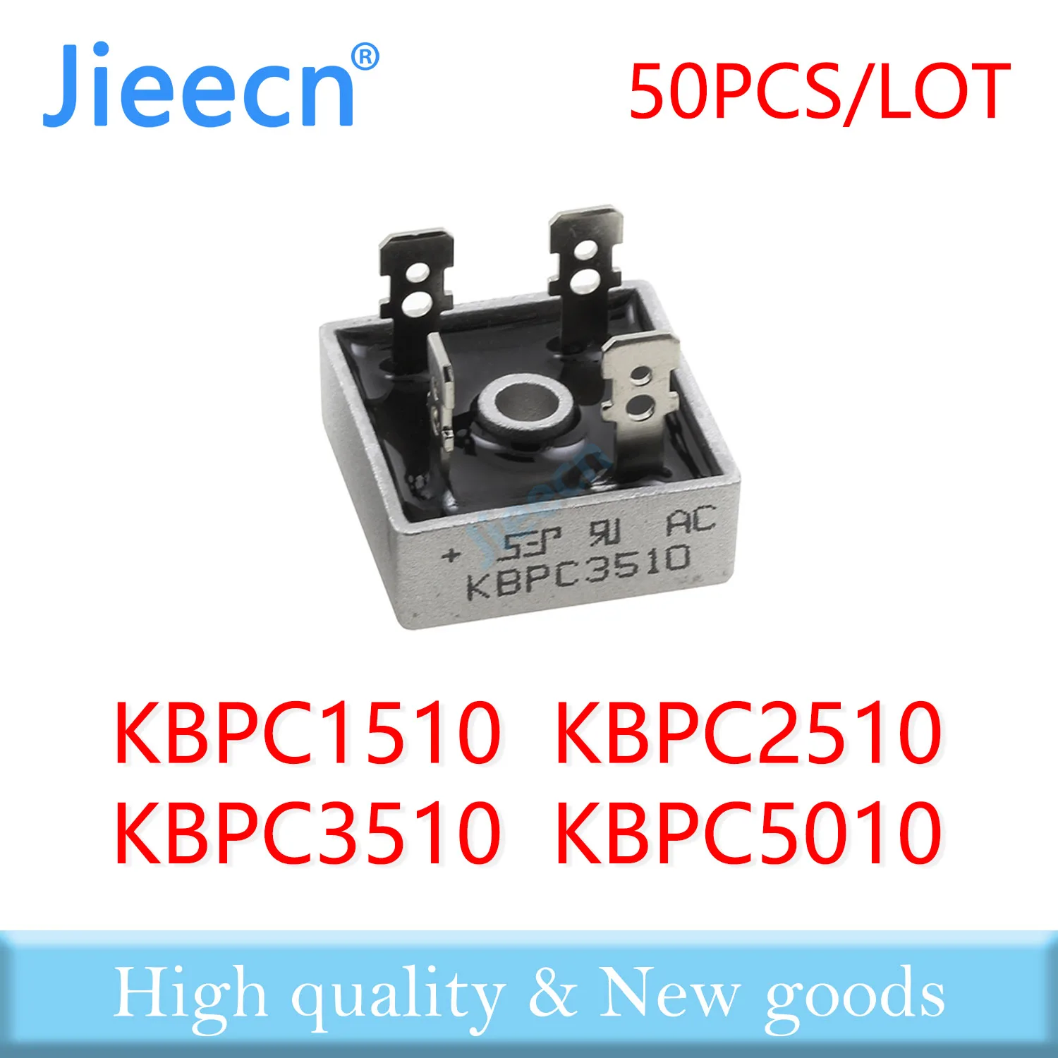 Jieecn 50PCS DIP4 KBPC1010 10A 1000V KBPC1510 15A KBPC2510 25A KBPC3510 35A KBPC5010 50A Single Phases Bridge High quality KBPC