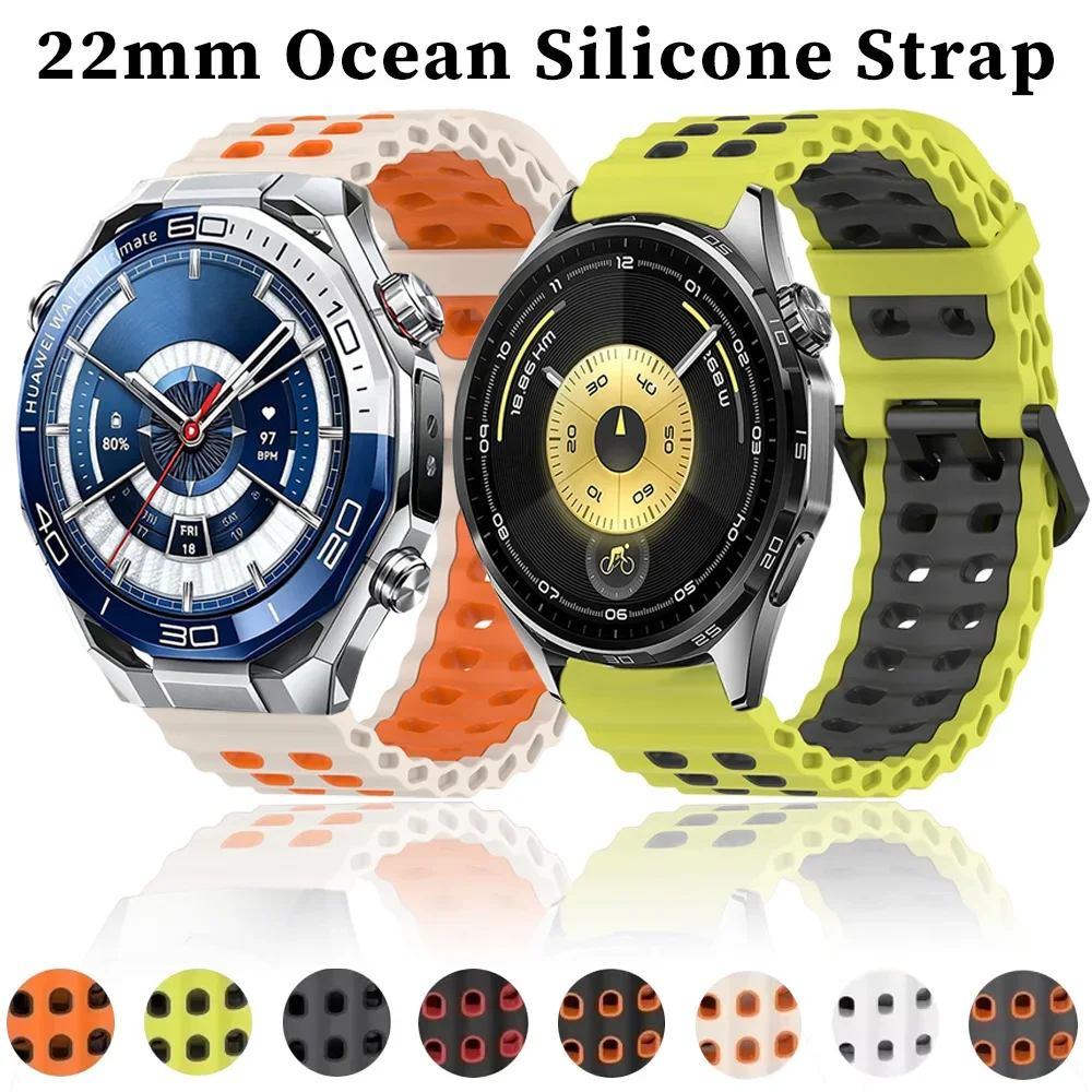 22mm Ocean Silikonarmband für Huawei Watch 5 GT6 Pro GT6-5-4-3 46mm Ultimate 2 Armband Amazfit Bip Max 6 Balance 3 2 Active Max