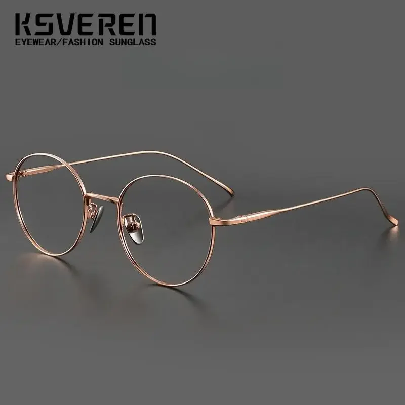 Удобные очки для чтения в стиле ретро, модные круглые очки из чистого титана, роскошная оправа для очков по рецепту для мужчин и женщин