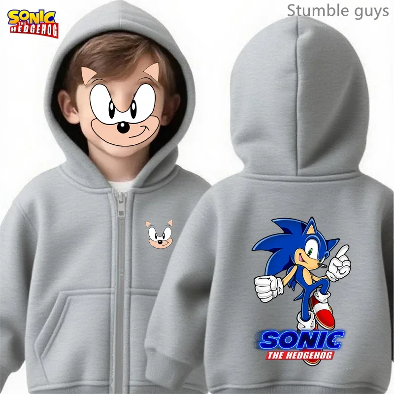 Sonic enfants Anime sweat à capuche zippé printemps automne garçons vêtements filles vêtements de sport confortable Fans porter