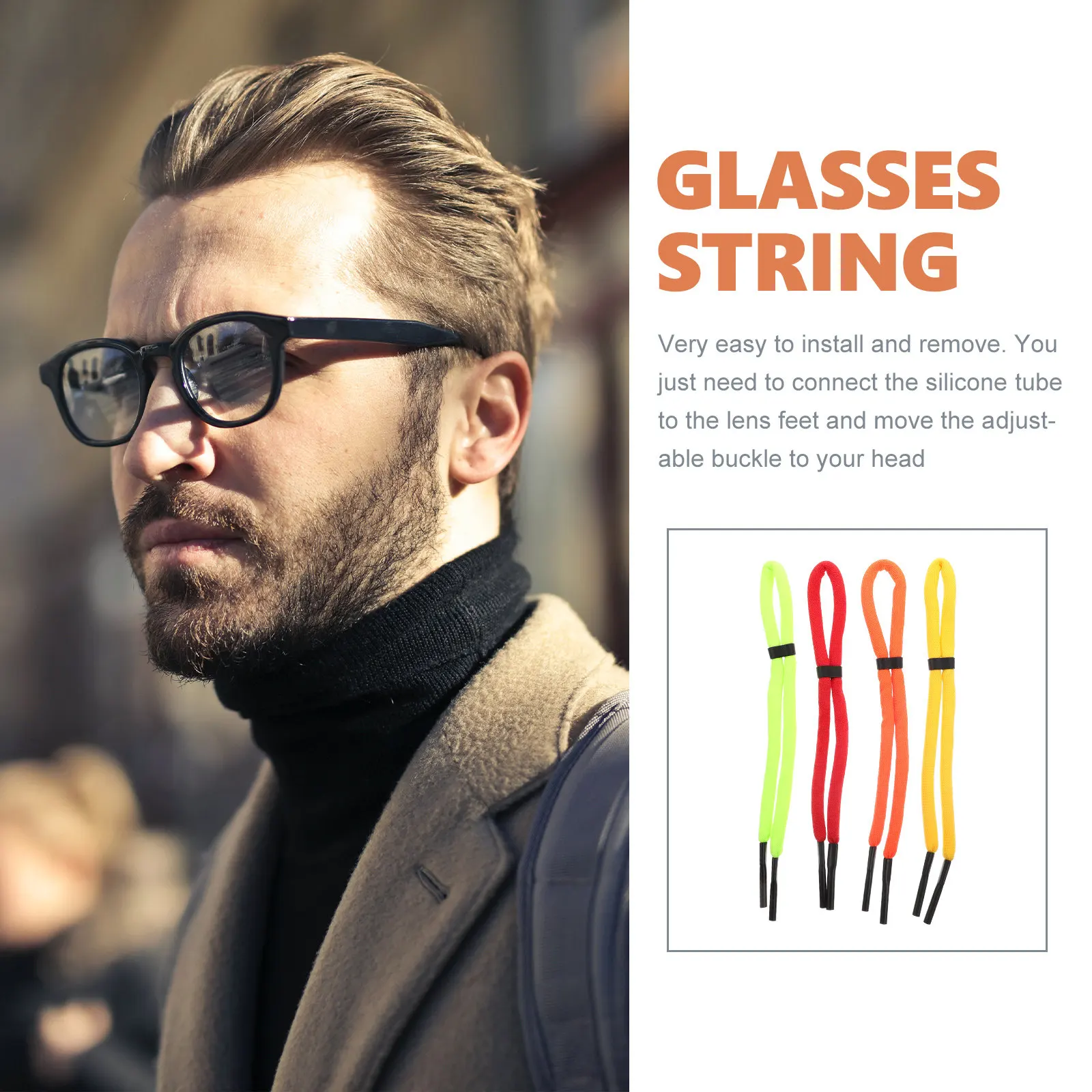 

Комплект из 4 регулируемых ремешков для очков: для спорта и активного отдыха, с плавающим дизайном, цветные шнурки для очков для мужчин и женщин