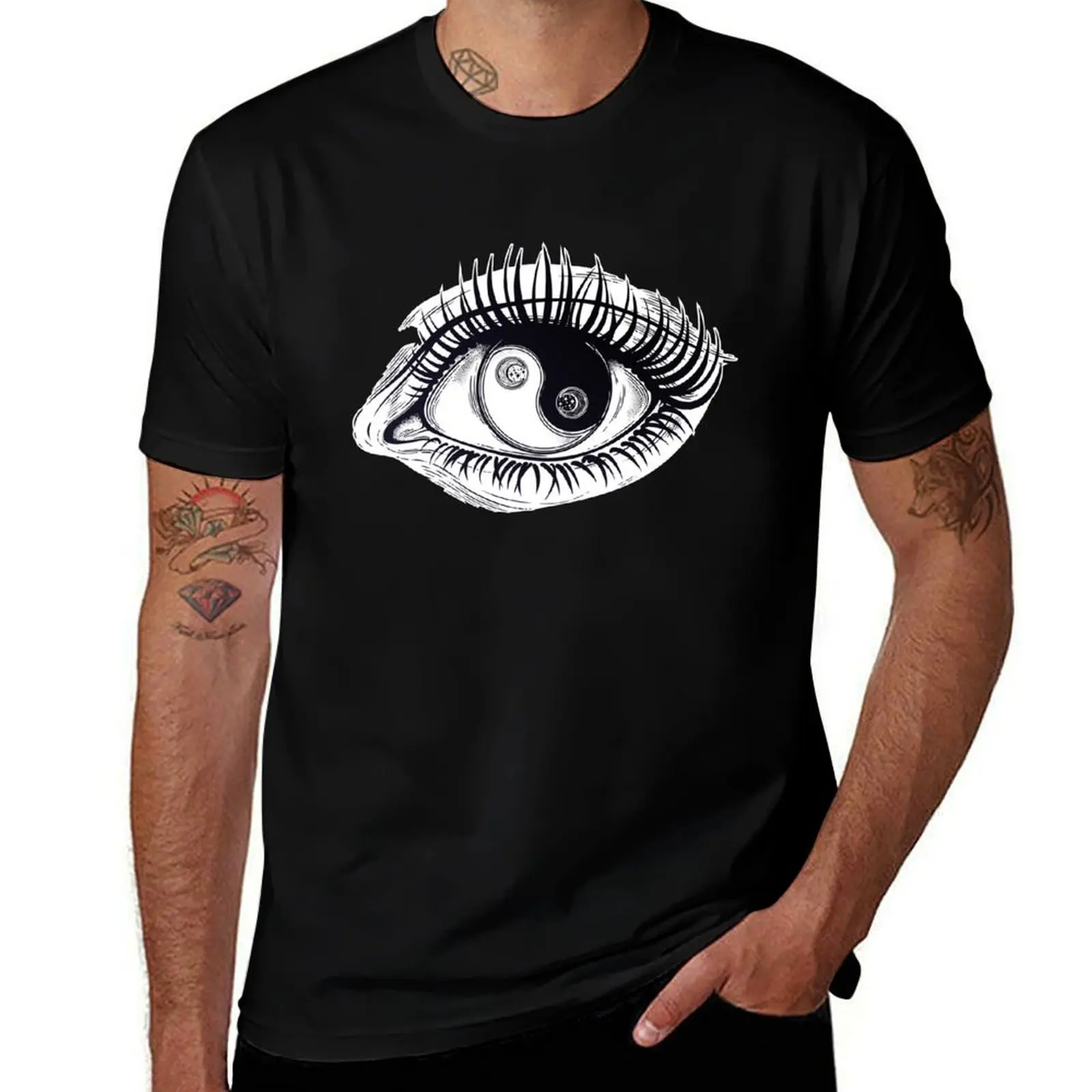Eye of a human girl with pupil and iris as Yin and Yang boho symbol. T-Shirt Work Comfort for Men T-Shirt
