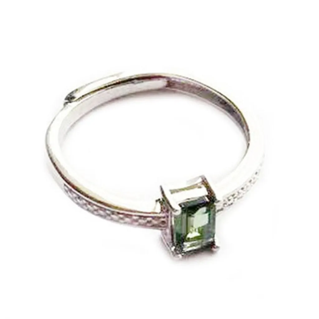 5A Genuine Tourmaline S925 Sterling Silver Adjustable Ring Natural Gem Crystal Jewelry