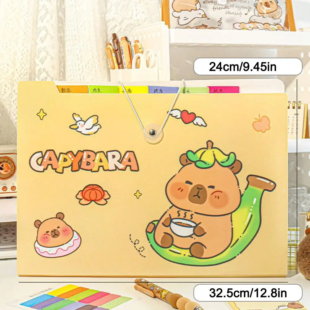 Capibara A4 Document Bag Large Capacity Waterproof File Folder Organ Bag Envelope Folder Test Paper Storage Bag
