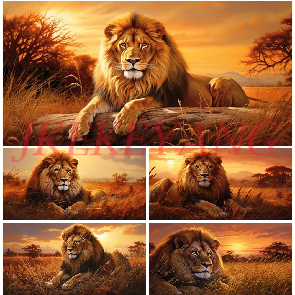 

DIY Diamond Painting Cross Stitch Kit Lion On The Grassland Full Drills Diamond Mosaic New Collection 2024 Home Decor Gift