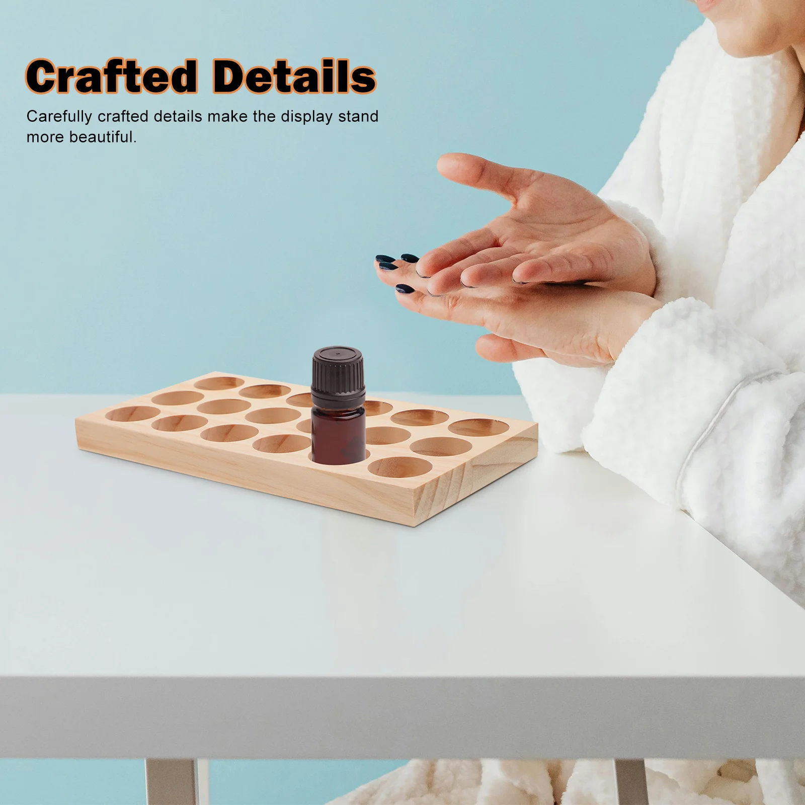 18칸 에센셜 오일 정리함 나무 보관함 병 진열대 소형 향수 홀더 아로마테라피 용기