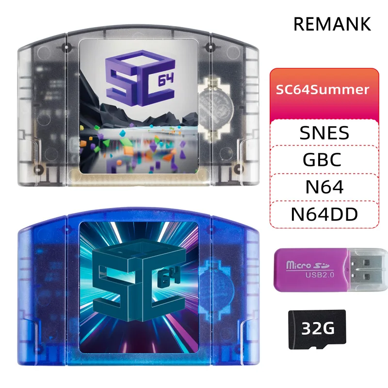 REMANK 5000-in1 SC64Summer SC64 Game Card N64 SC64 Open Source Cartridge For Nintendo 64DD GBC SNES Retro Game Console Accessory