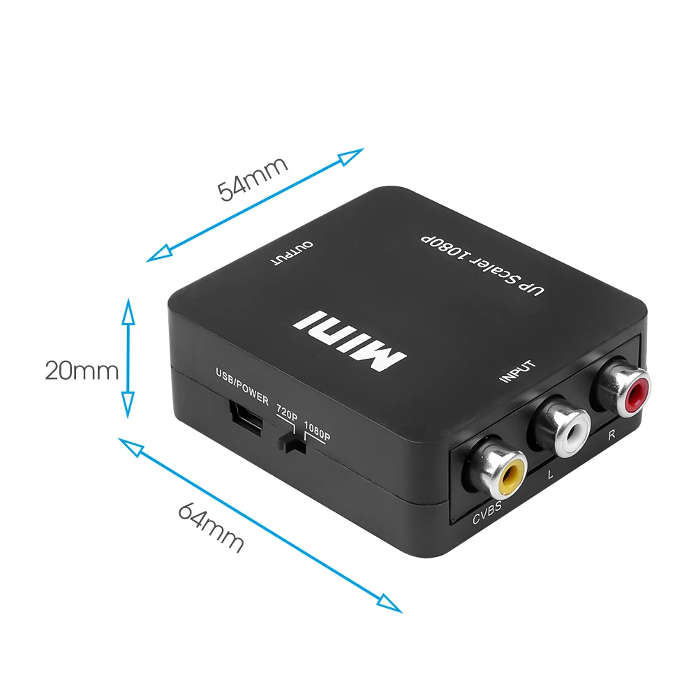 Adattatore da AV a HDMI convertitore da AV a HDMI 1080P AV2HDMI adattatore da AV/CVSB a HDMI AV a HDMI per proiettore Set Top Box DVD