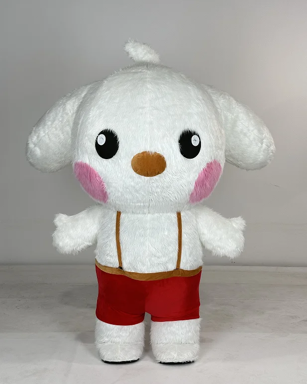 

Inflatable Animal Dog Fursuit Mascot Costume Long Fur Parade Outists for Adults Animal Halloween Party No Battery