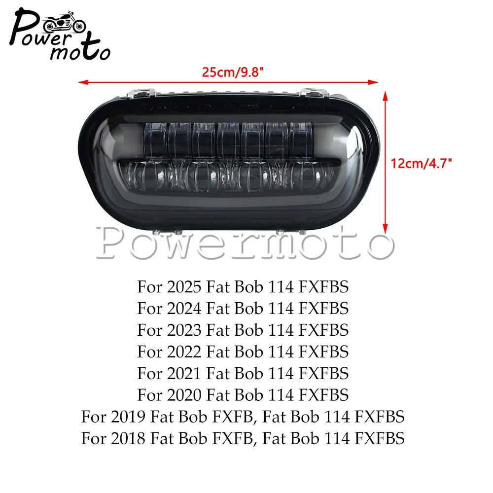 LED Headlamp Assembly White DRL High Low Beam Diecast aluminum Housing For Harley 2018-2025 Softail Fat Bob 114 FXFB FXFBS