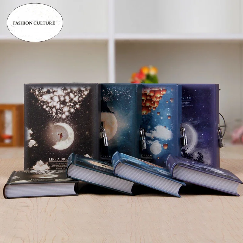 Log Book Diary Stationery Gift Box Packag Creative Color Page with Lock Notebook"like Dream"diary Book Cute Function Planner